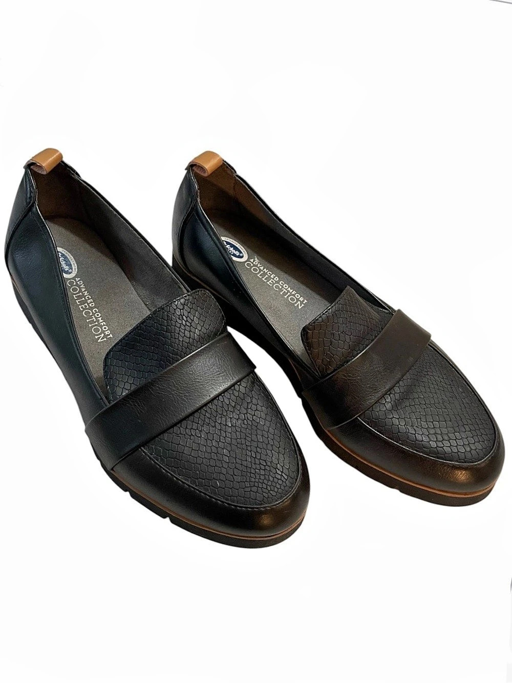 Dr. Scholl's Webster Black Snake Comfort Loafers 8.5 W
